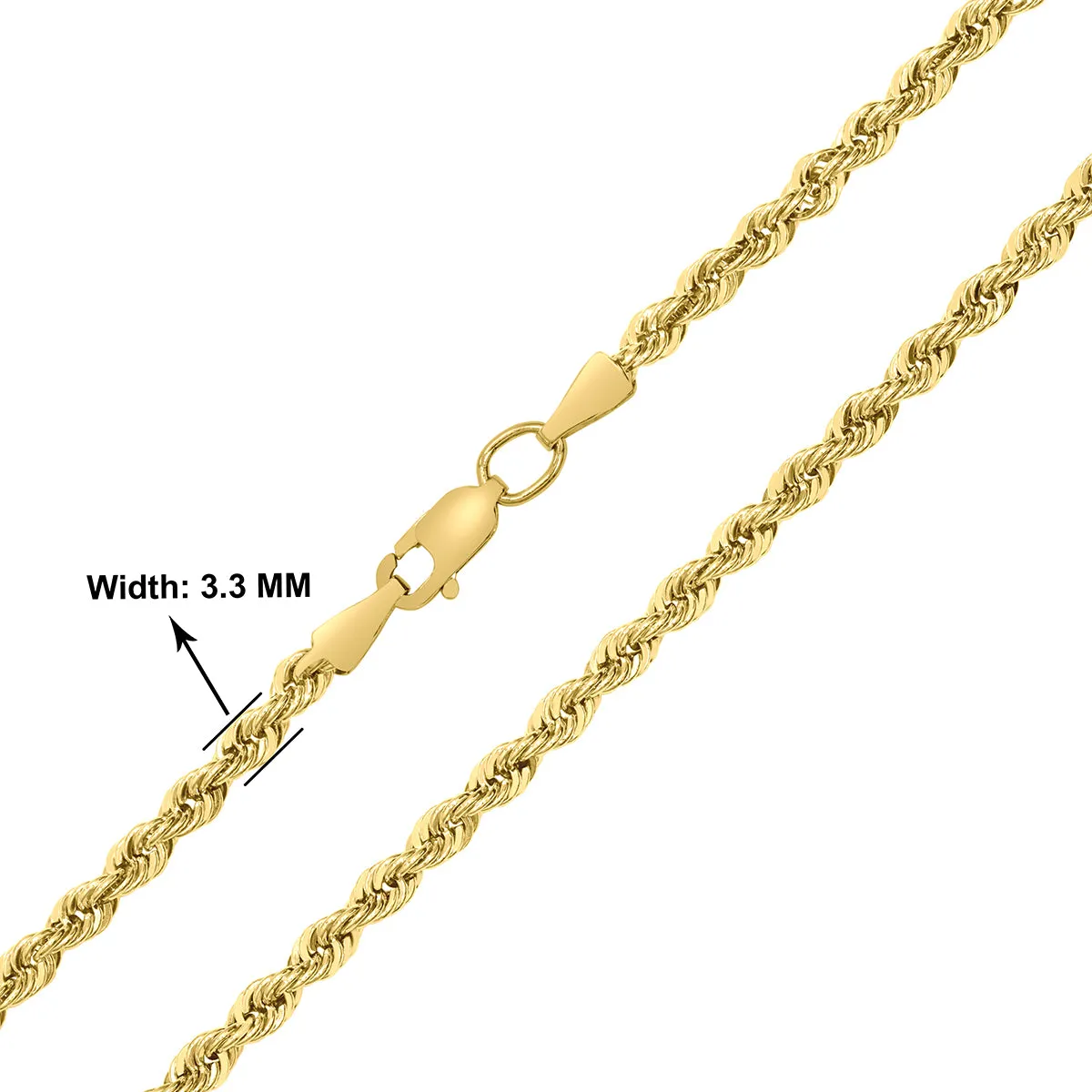 14K  Filled 3.3Mm Rope Chain With Lobster Clasp - 26 Inch