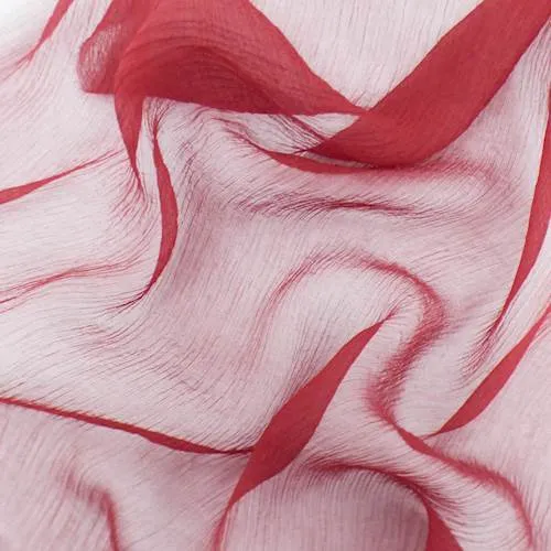 2 1/2 YD PC-Scarlet Red Silk Crinkle Chiffon Fabric