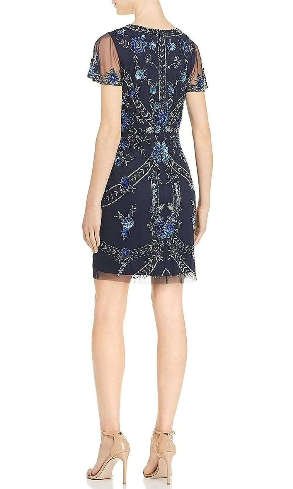 Aidan Mattox - MD1E204369 Short Sleeve Embellished Short Dress