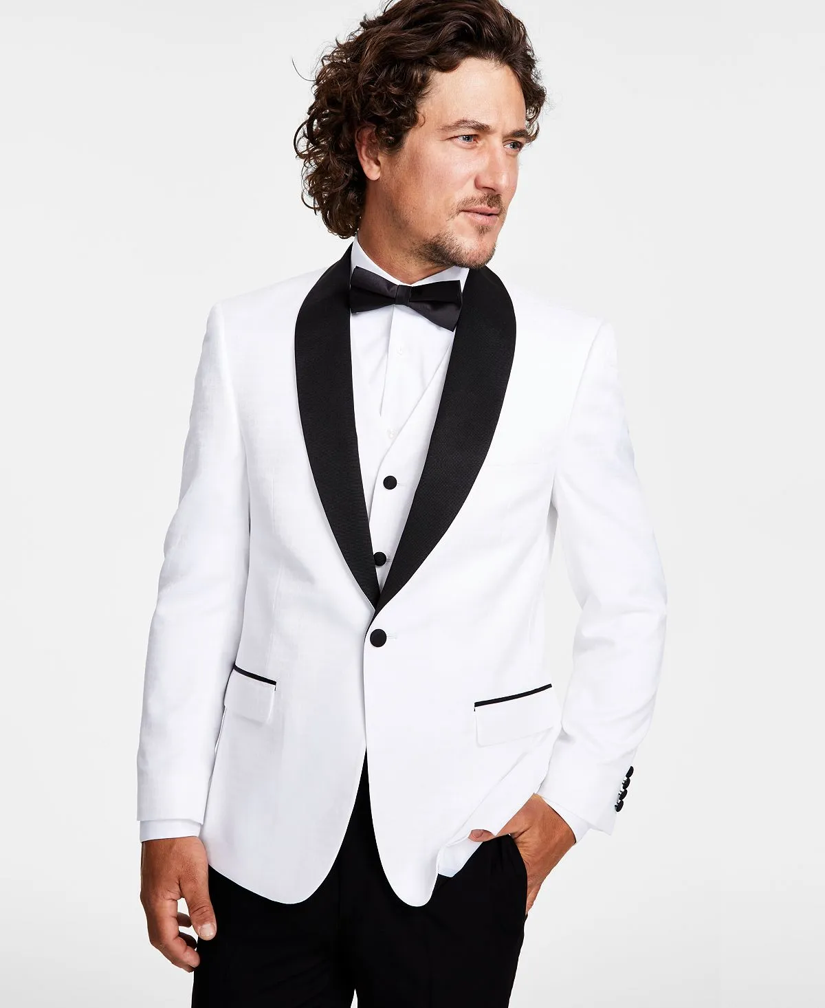 Alfani men's fitted tuxedo, white