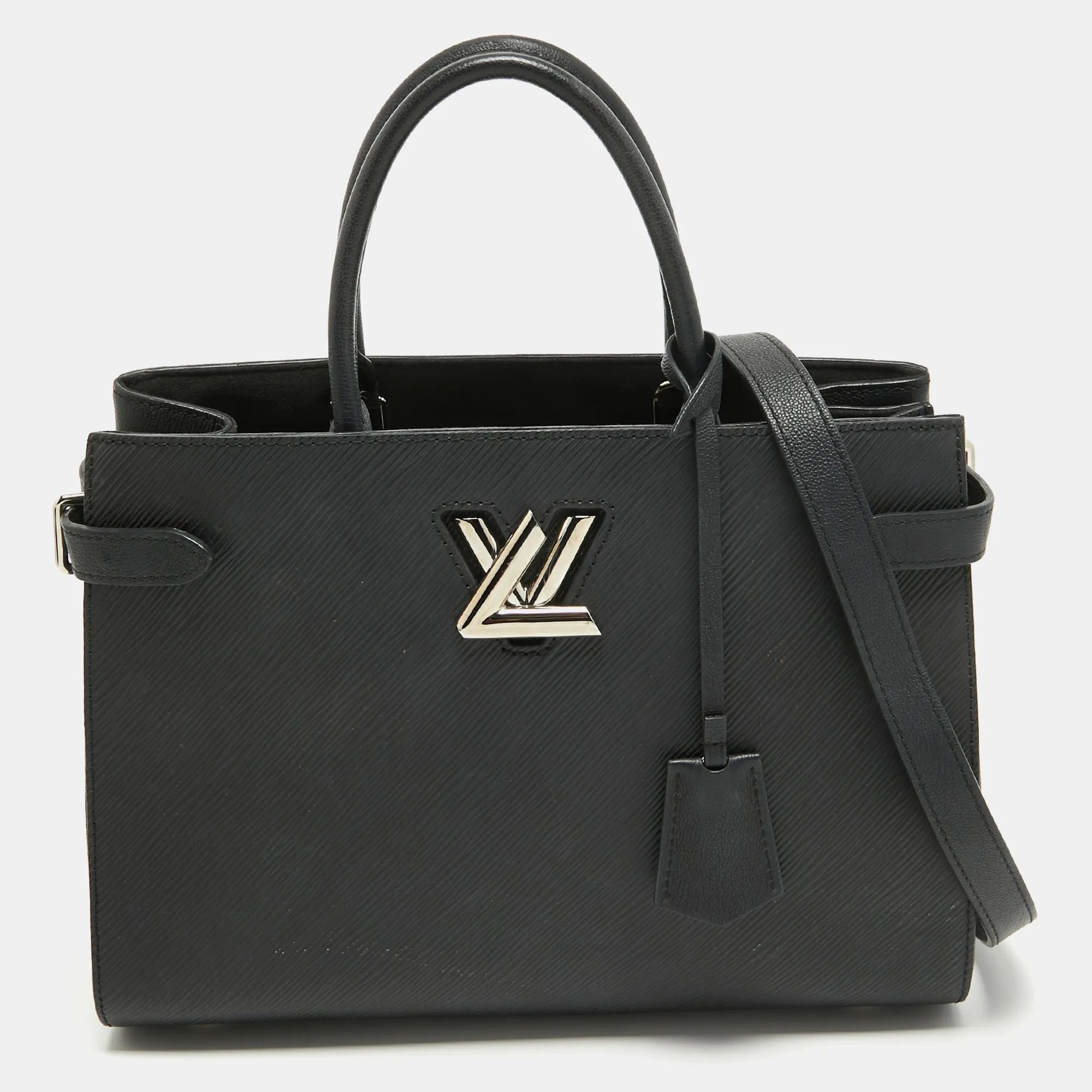 Black Epi Leather Twist Tote Bag