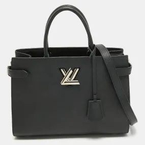 Black Epi Leather Twist Tote Bag