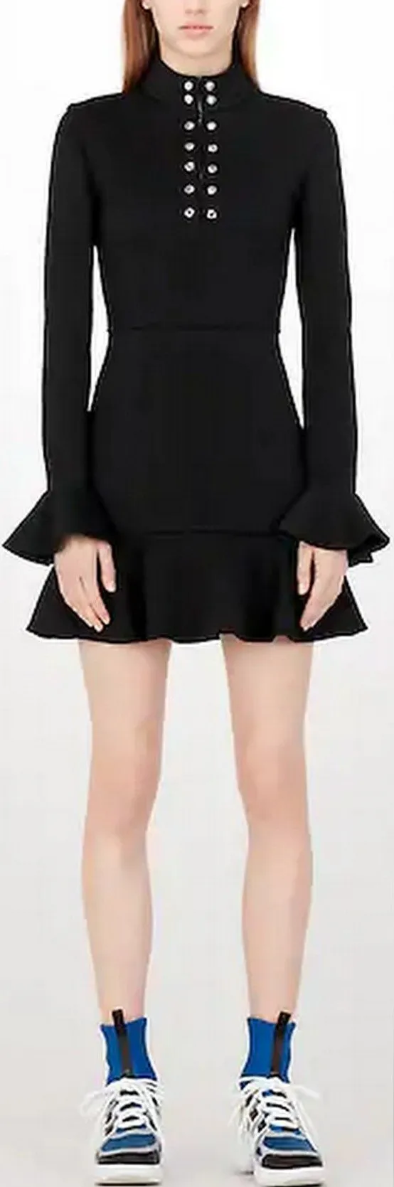 Black Frill-Sleeve Dress