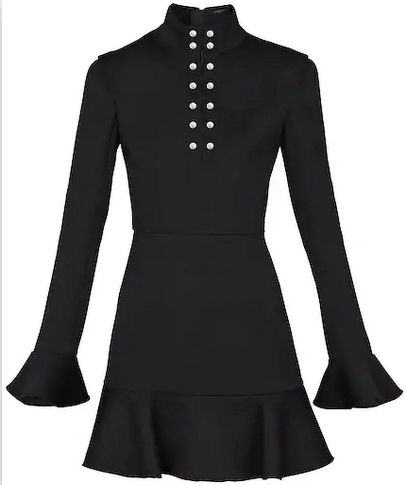 Black Frill-Sleeve Dress