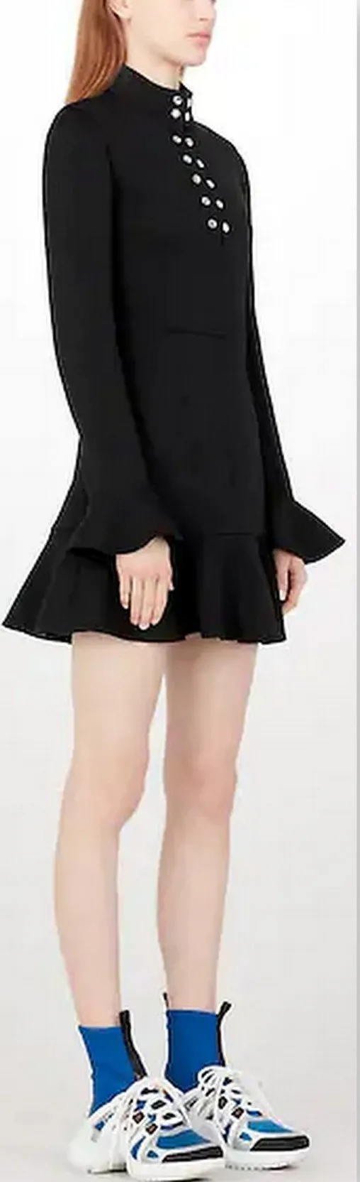 Black Frill-Sleeve Dress