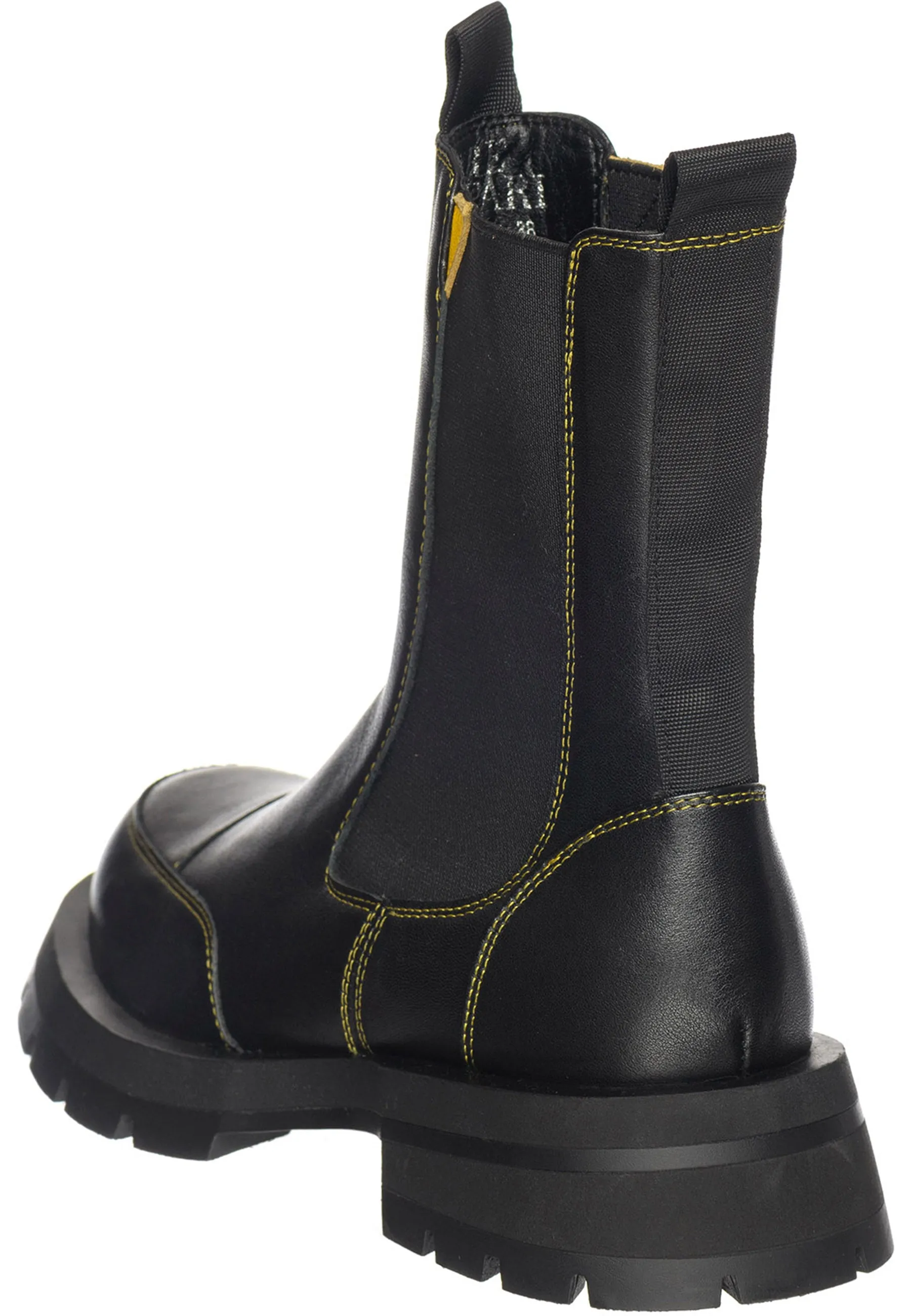 Black Women’s Chelsea Boots with Yellow Stitching - Sleek & Durable