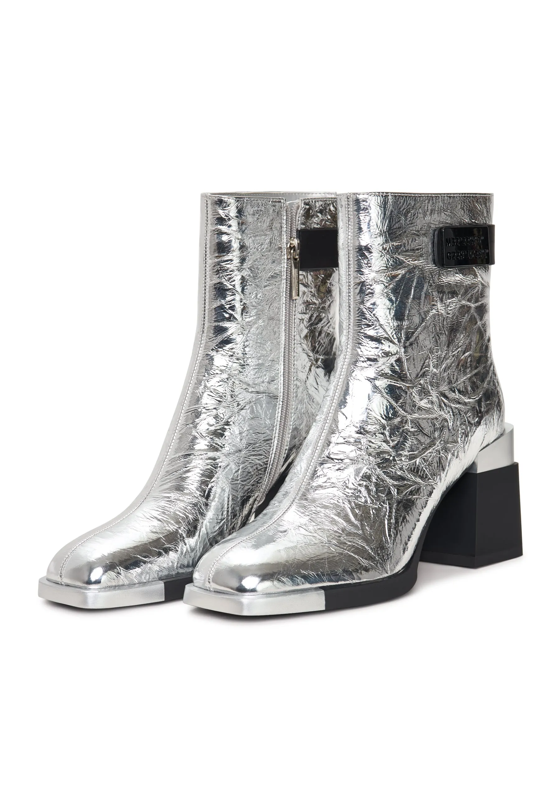 Block Heel Ankle Boots Dita - Silver