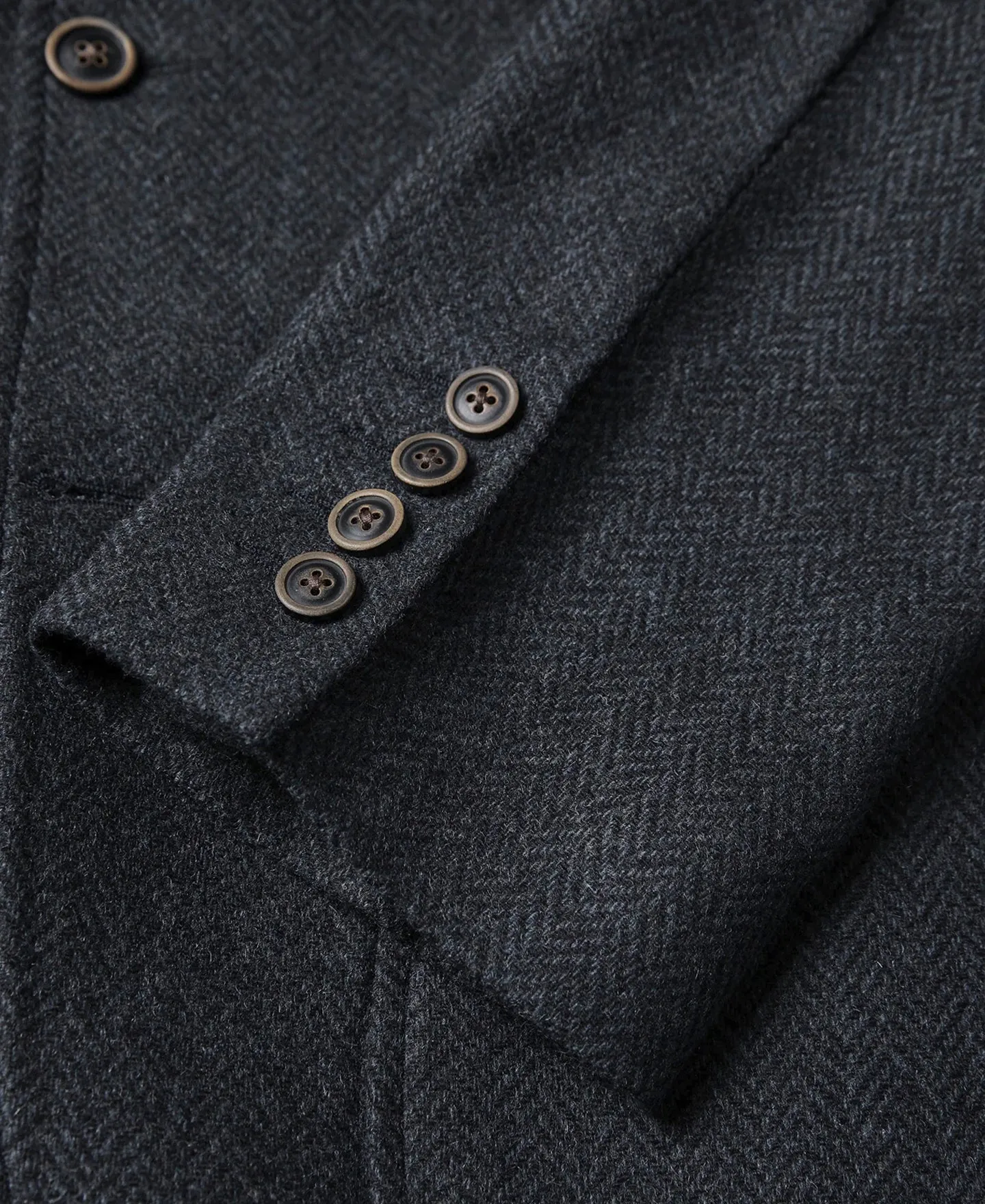 Blue-Gray Herringbone Tweed Suit Jacket