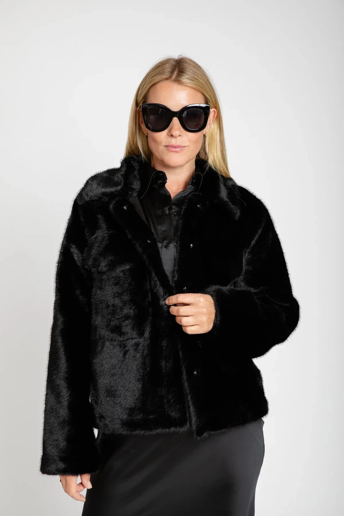 Burgess Audrey Faux Fur Coat - Black