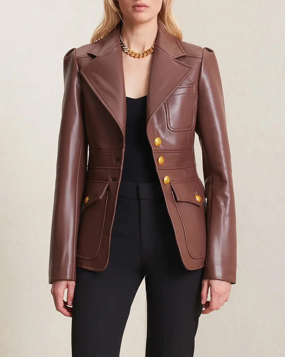 Caffe Amelia Vegan Leather Blazer