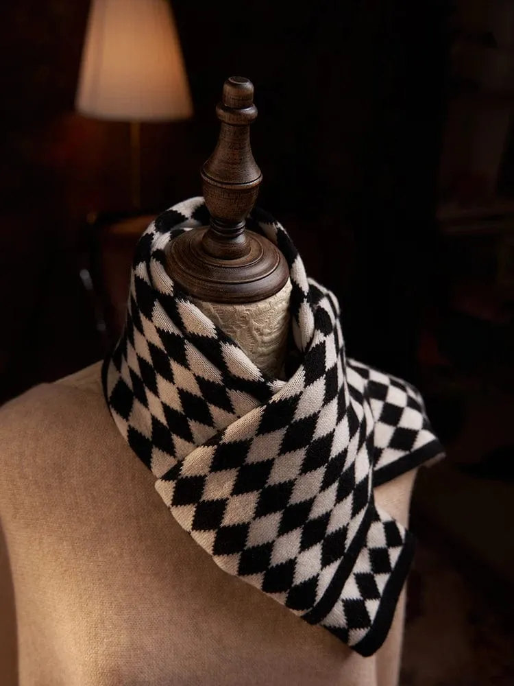 Checkered Cashmere Argyle Knitted Scarf