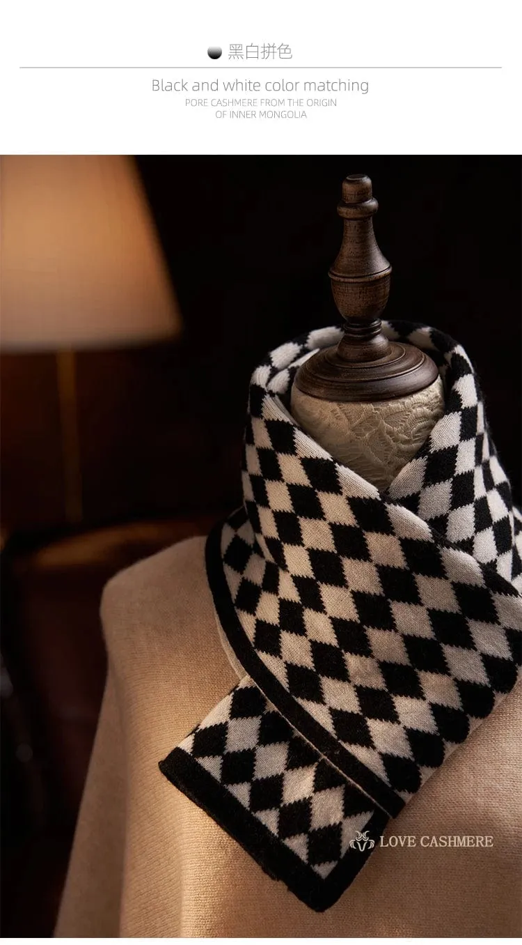 Checkered Cashmere Argyle Knitted Scarf