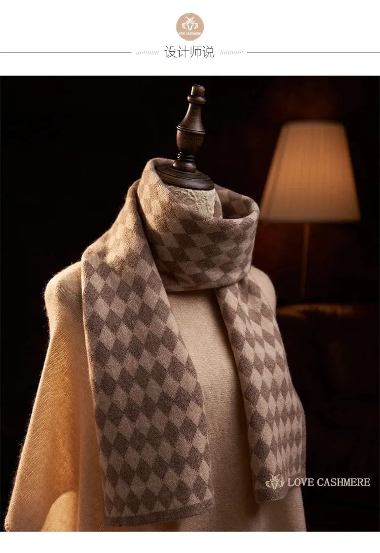 Checkered Cashmere Argyle Knitted Scarf