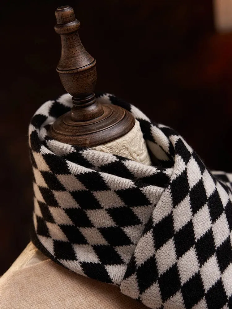 Checkered Cashmere Argyle Knitted Scarf