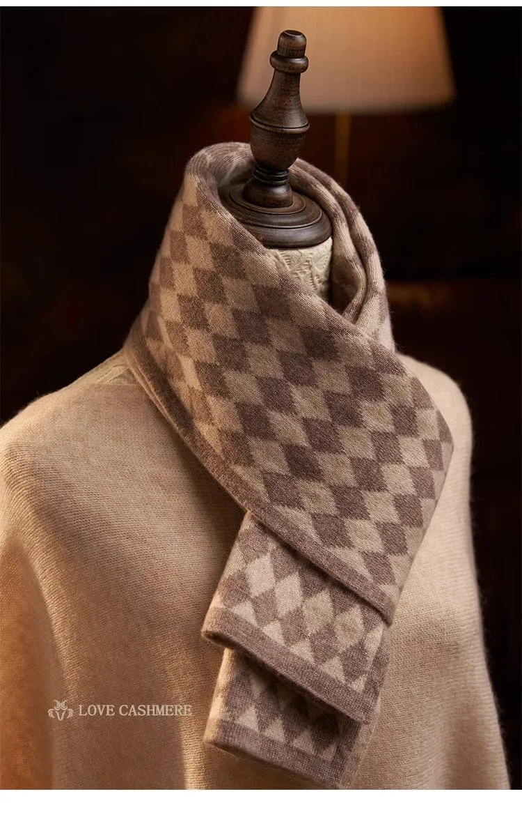 Checkered Cashmere Argyle Knitted Scarf