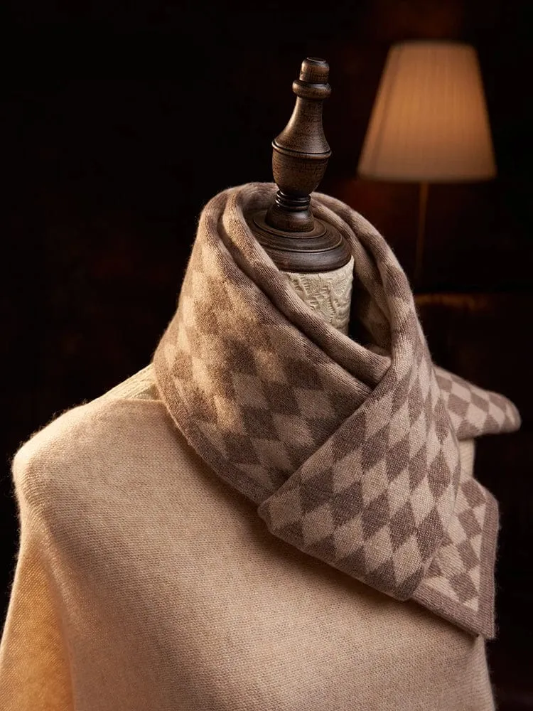 Checkered Cashmere Argyle Knitted Scarf