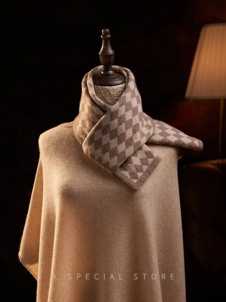 Checkered Cashmere Argyle Knitted Scarf