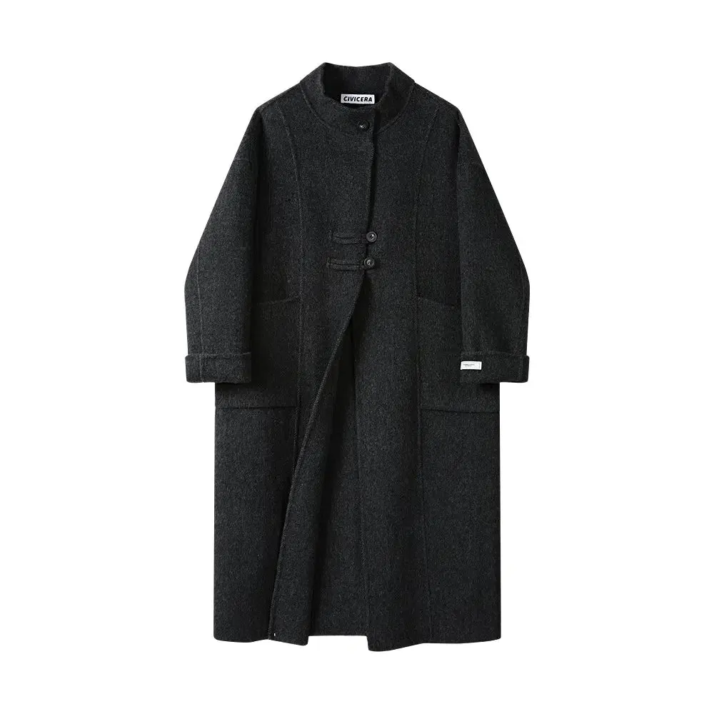 Chinese Style Stand Collar Wool Coat