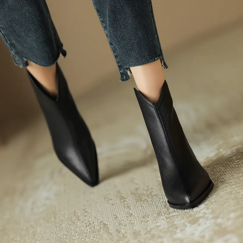 Classic Sheep Skin Back Zipper Ankle Boots