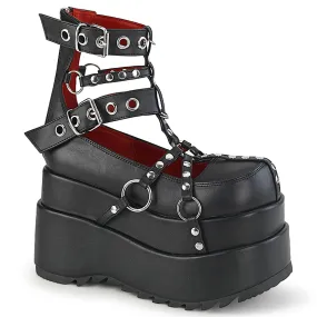 Demonia Bear-28 Tiered Platform Cage Bootie