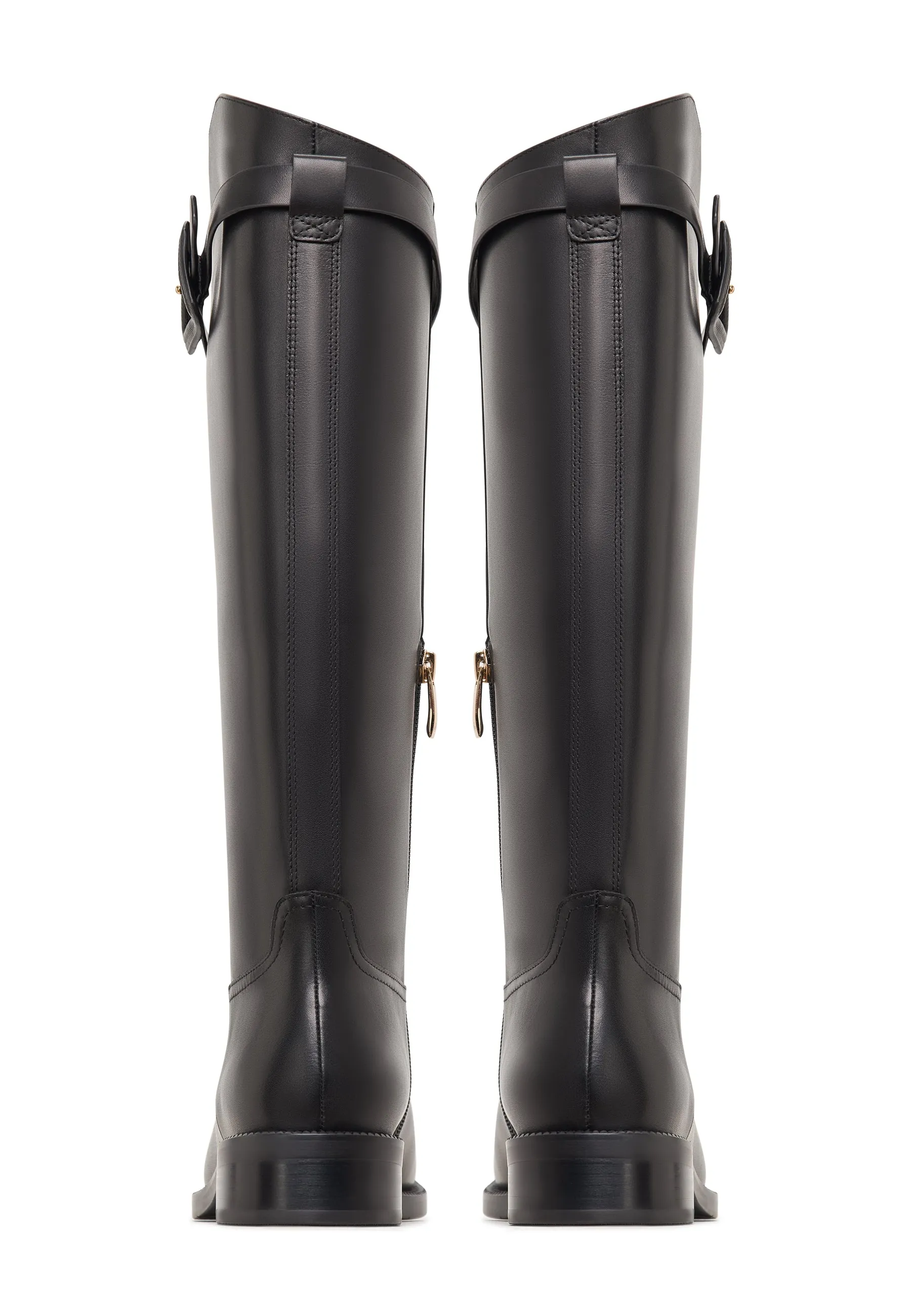 Elegant Riding Boots with Buckle Detail Zoe - Black