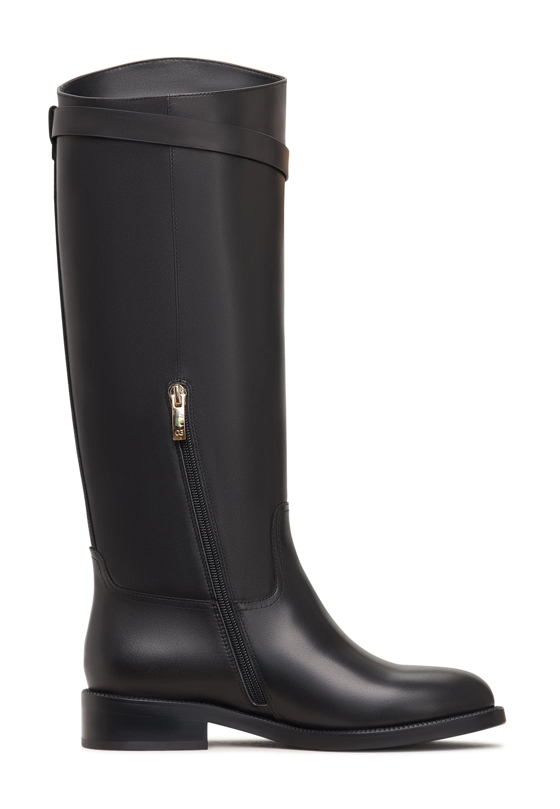 Elegant Riding Boots with Buckle Detail Zoe - Black