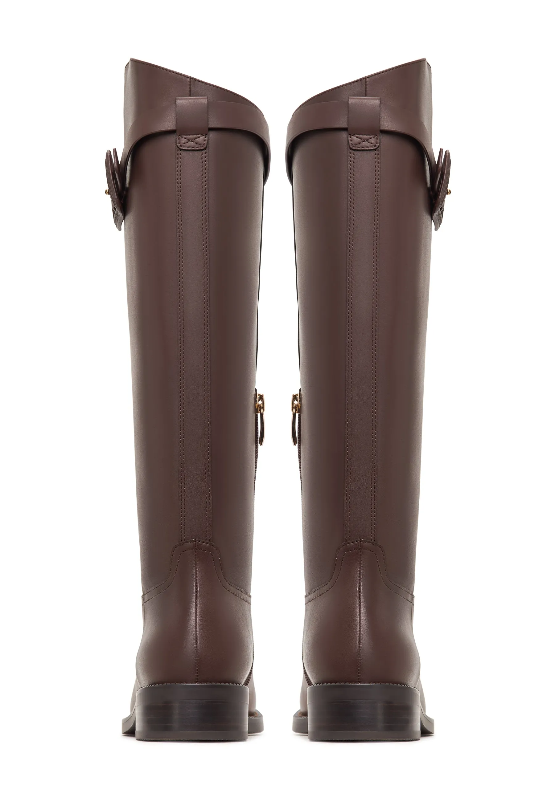 Elegant Riding Boots with Buckle Detail Zoe - Brown