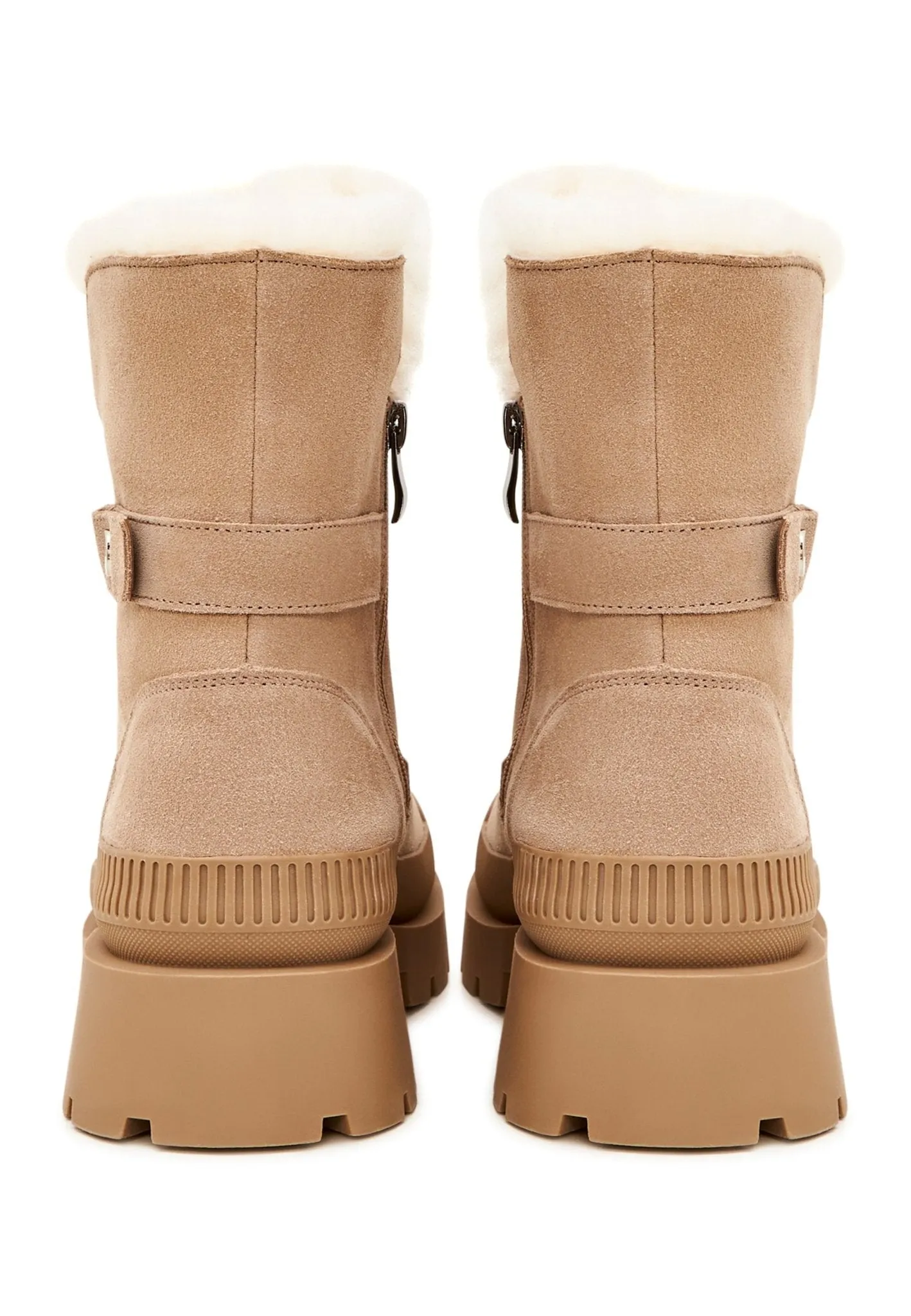 Elegant Suede Ankle Boots - Beige