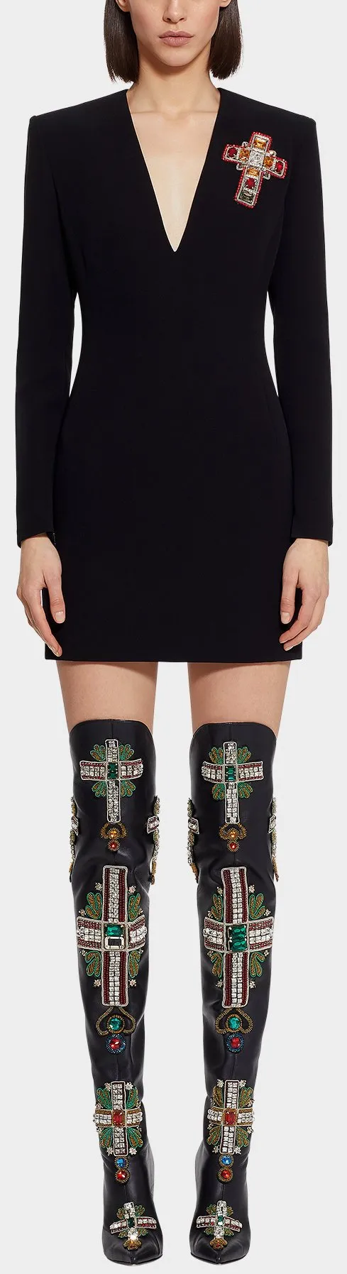 Embellished Cross Mini Dress