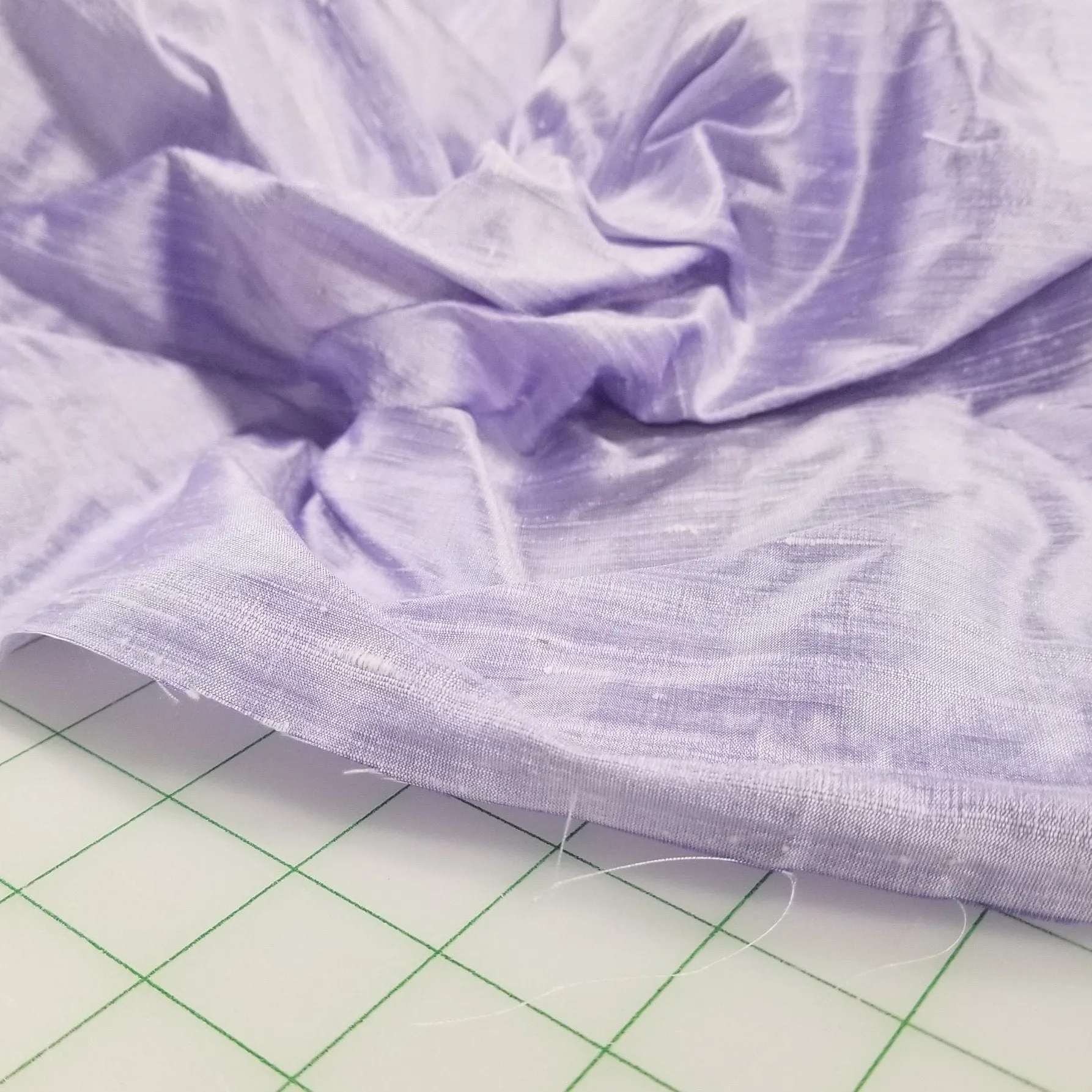 End of BOlt: 2.5 yards of Designer Deadstock Lilac 100%  Silk Dupioni Fabric Woven 95 GSM- remnant