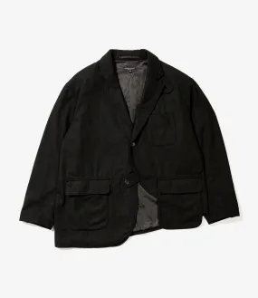 Engineered Garments Slanted Jacket - Black Solid Poly Wool Flannel