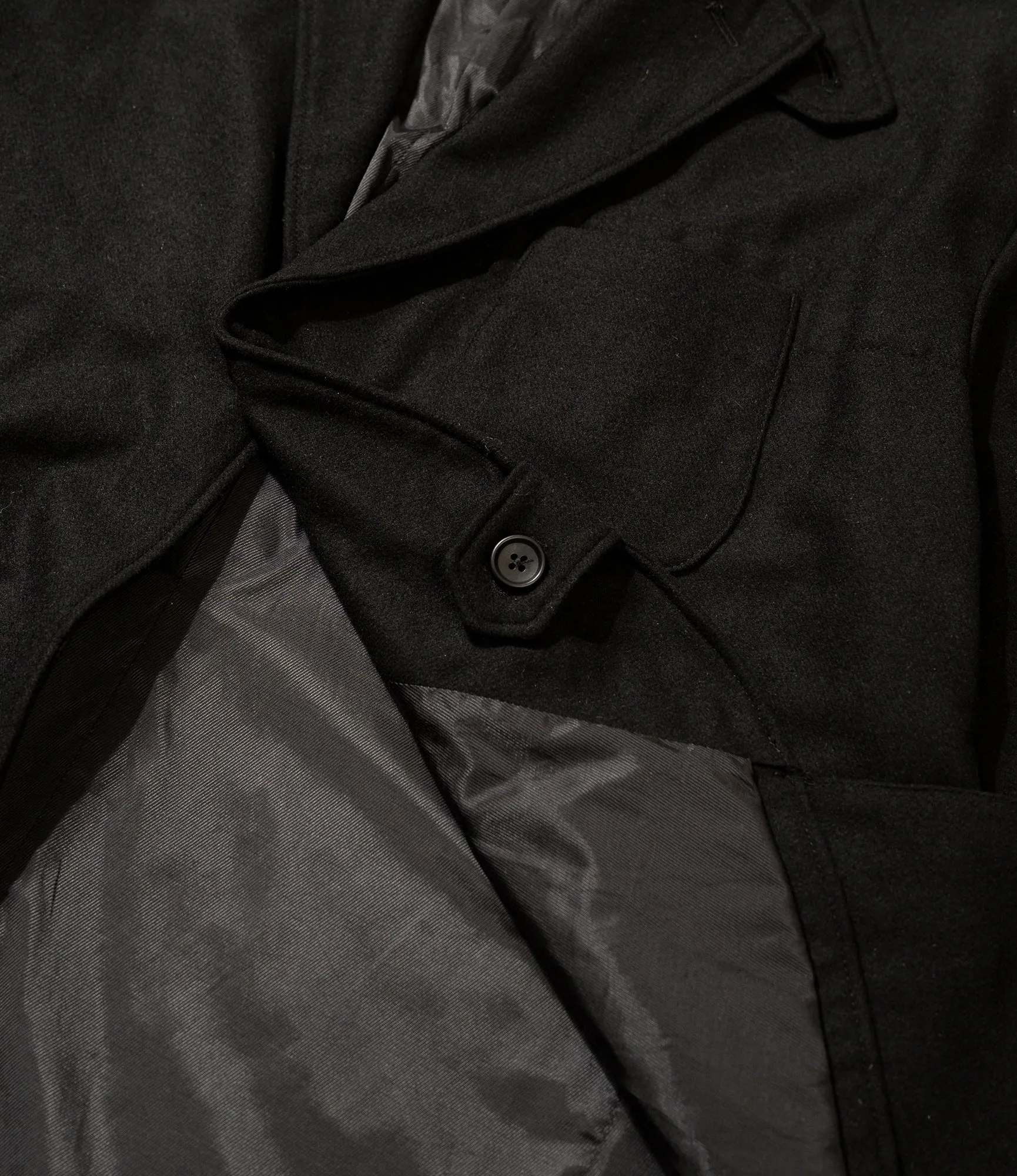 Engineered Garments Slanted Jacket - Black Solid Poly Wool Flannel