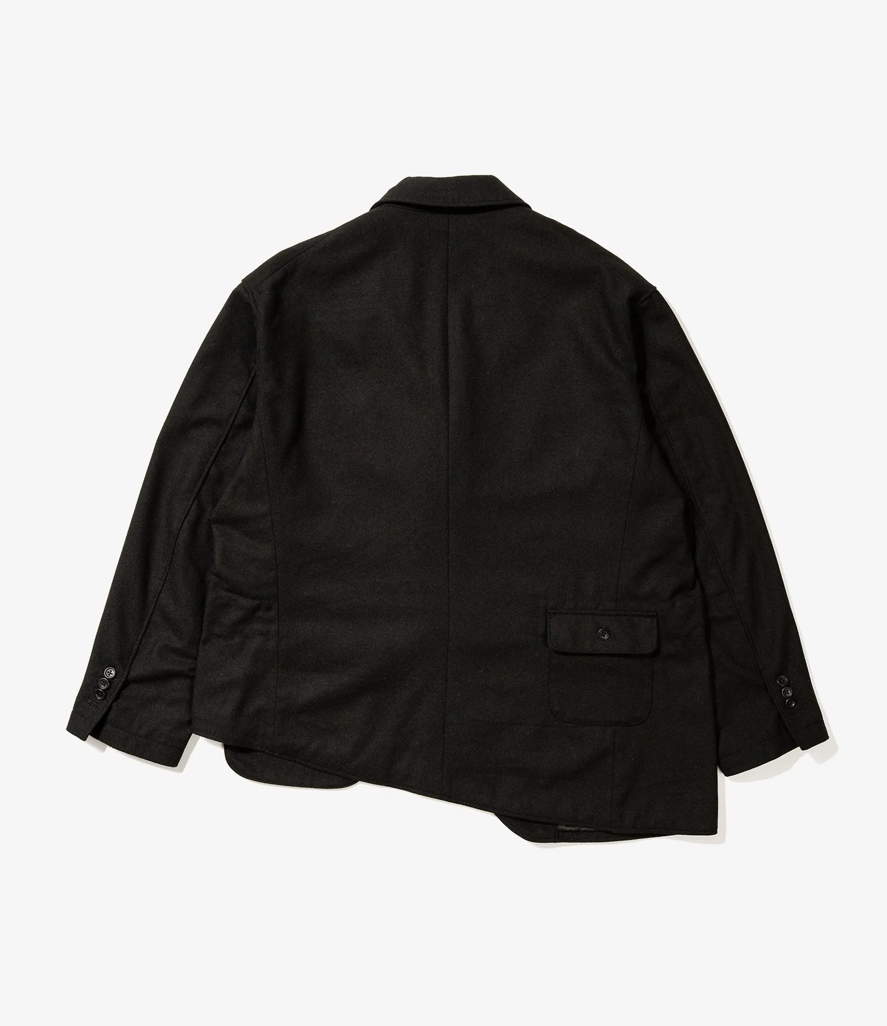 Engineered Garments Slanted Jacket - Black Solid Poly Wool Flannel