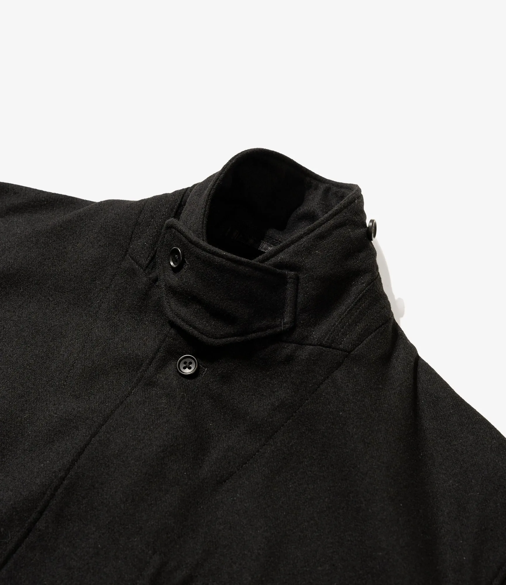 Engineered Garments Slanted Jacket - Black Solid Poly Wool Flannel