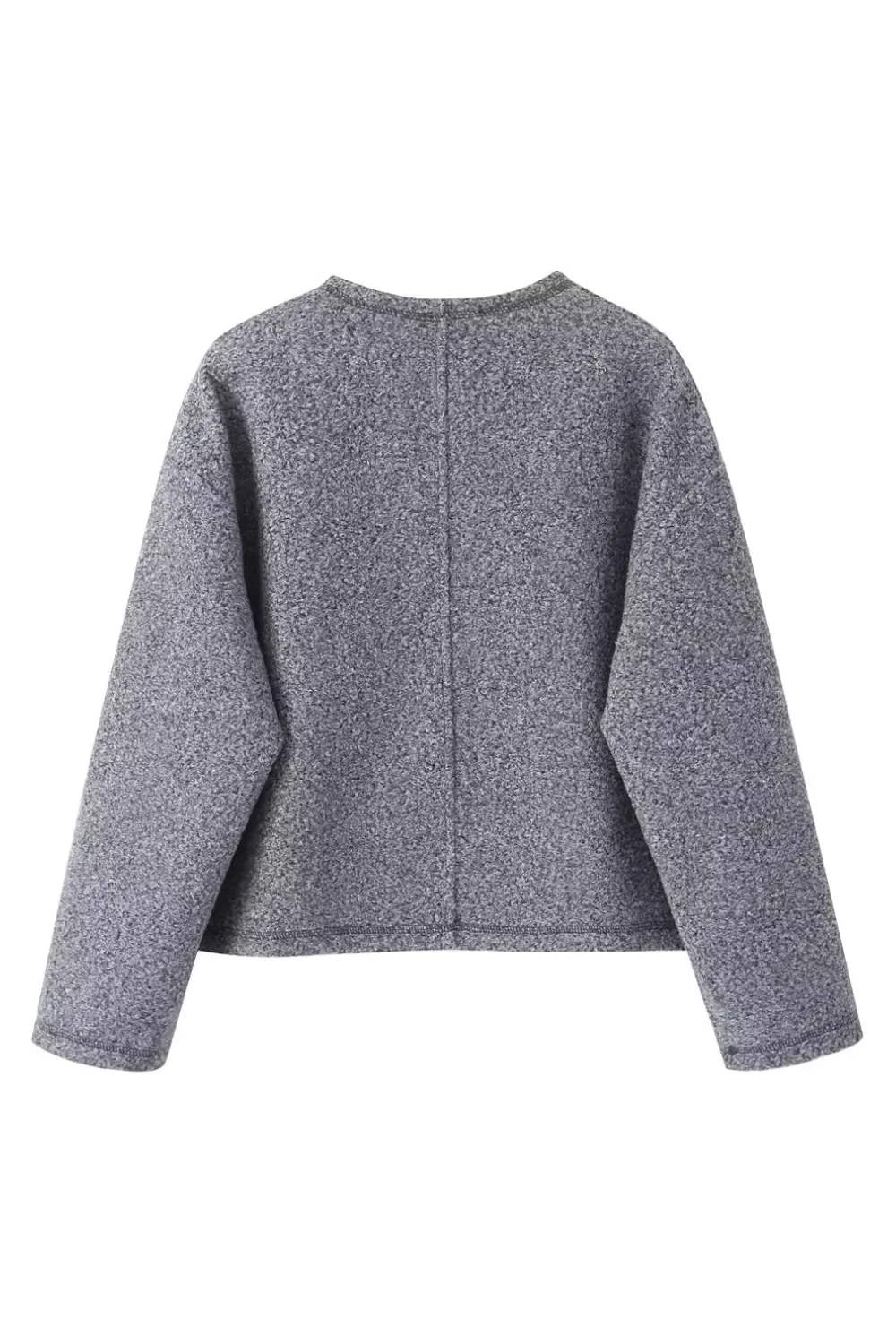 'Fabienne' Round Neck Wool Blend Short Jacket