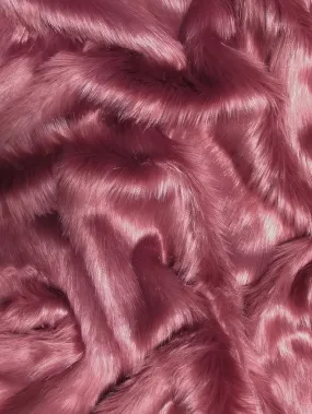 Faux Fake Fur Solid Shaggy Long Pile Fabric / Dusty Rose / 15 Yard Bolt