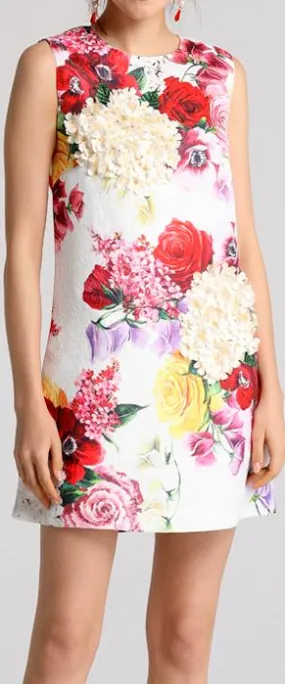 Floral Appliques Mini Dress