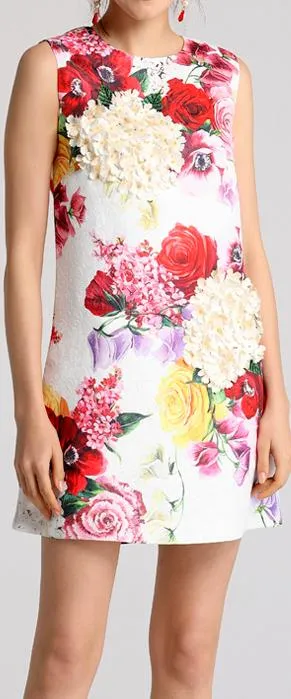 Floral Appliques Mini Dress