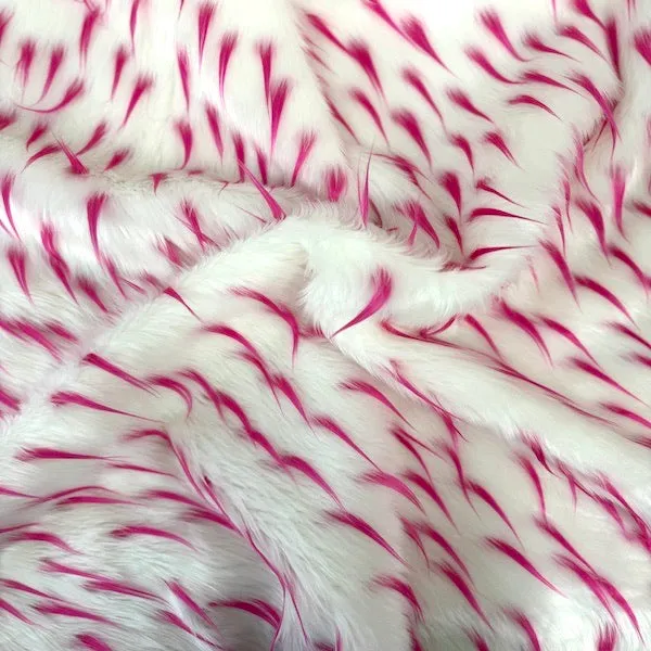 Fuchsia | White Two Tone Spike Shaggy Faux Fur Fabric