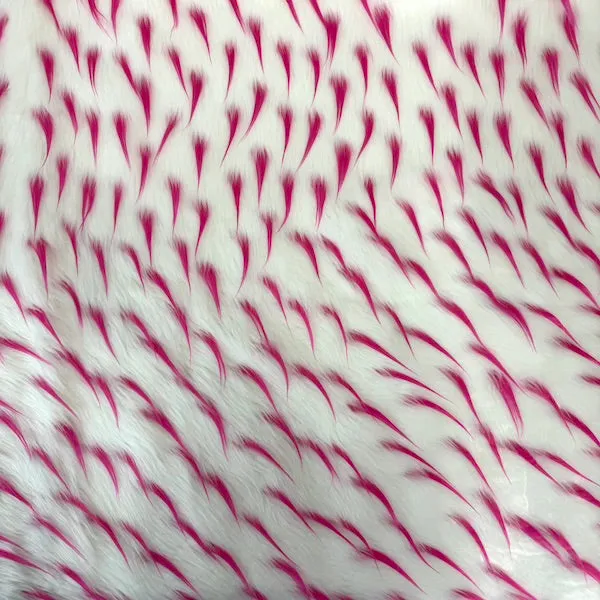 Fuchsia | White Two Tone Spike Shaggy Faux Fur Fabric