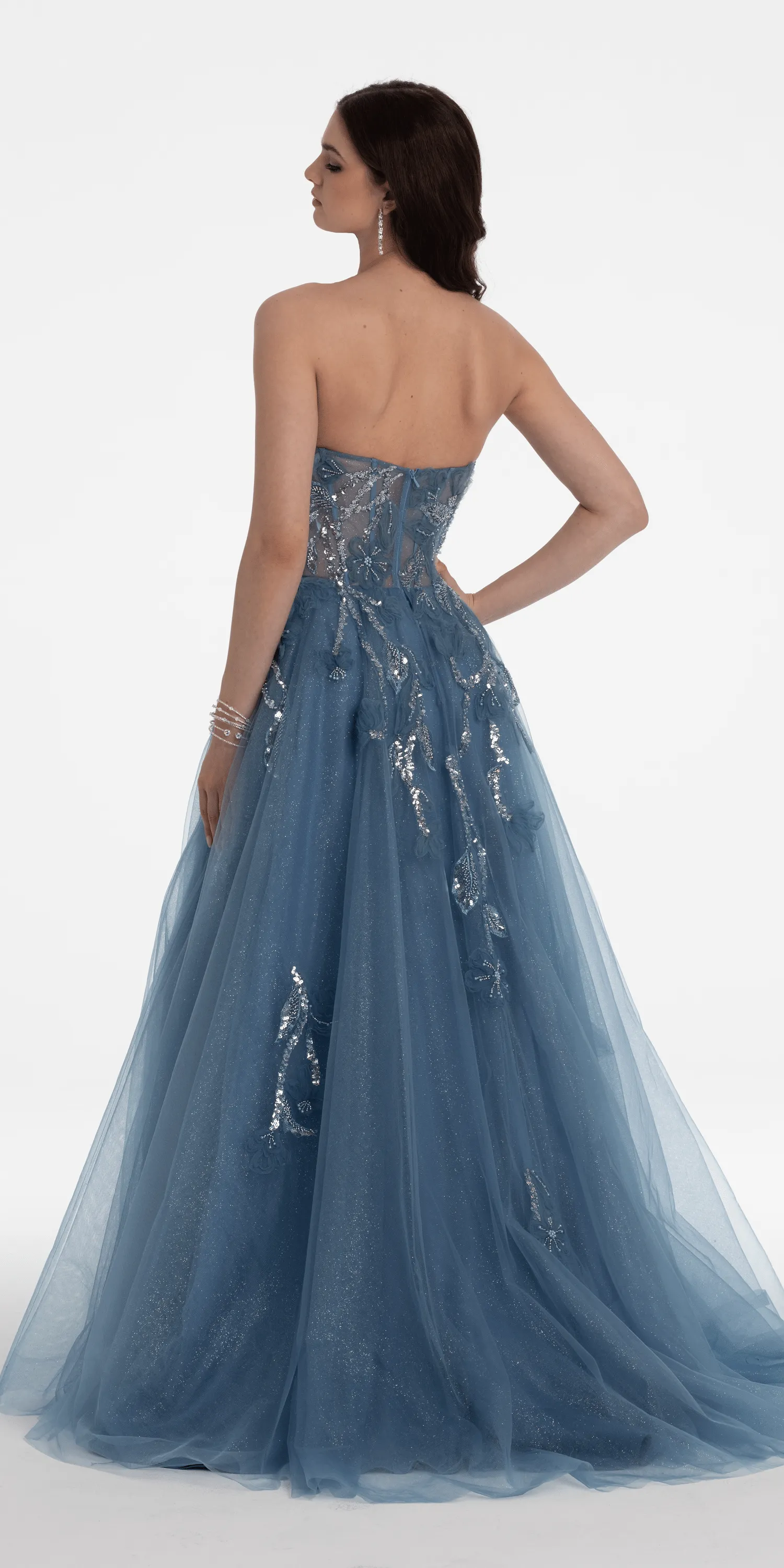 Glitter Tulle Embellished Sweetheart Ballgown