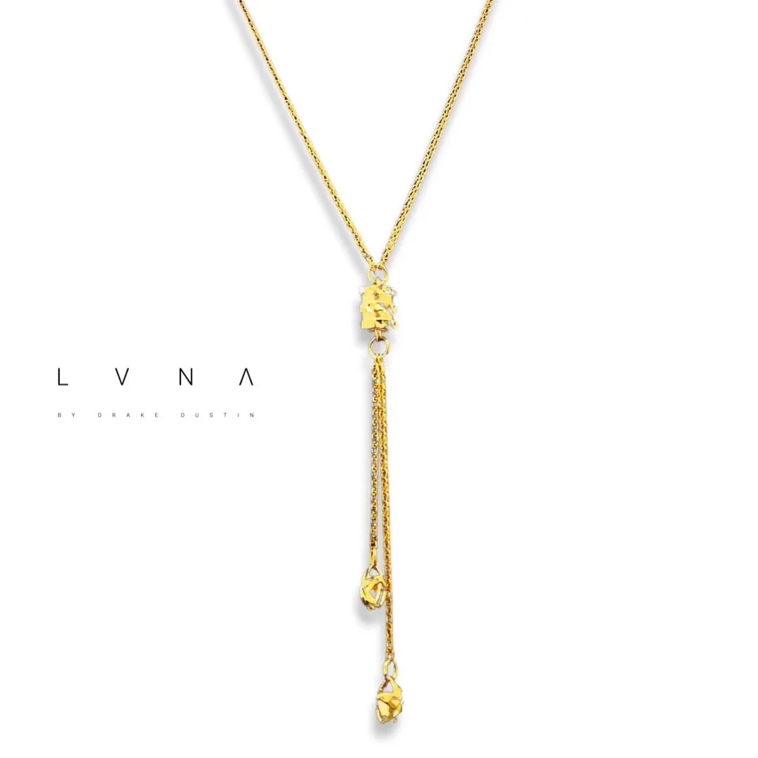 #GOLD2024 | 18K Golden Barrel Double Star Drop Necklace