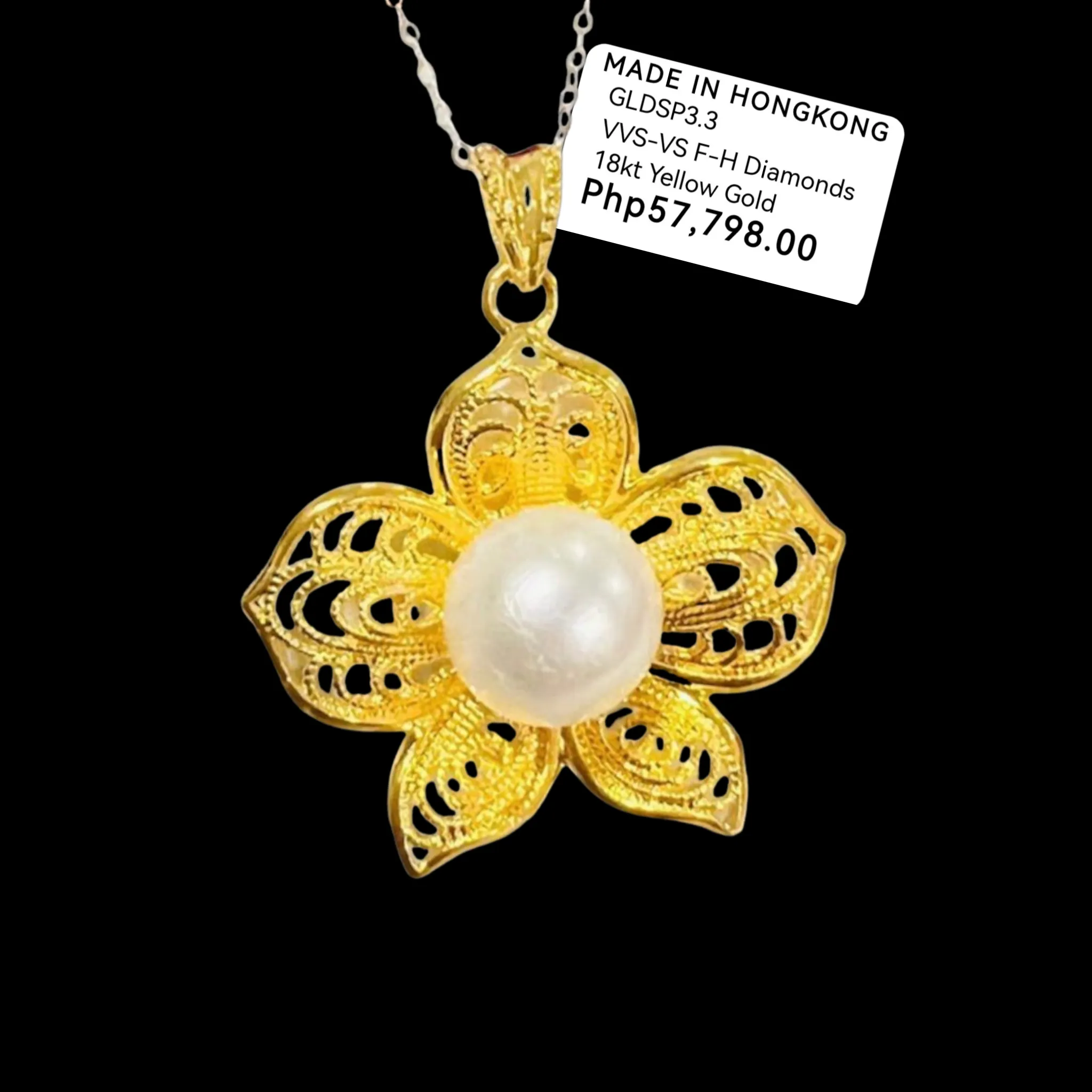 #GOLD2024 | 18K Golden Flower Pearl Necklace Classic Chain 18”