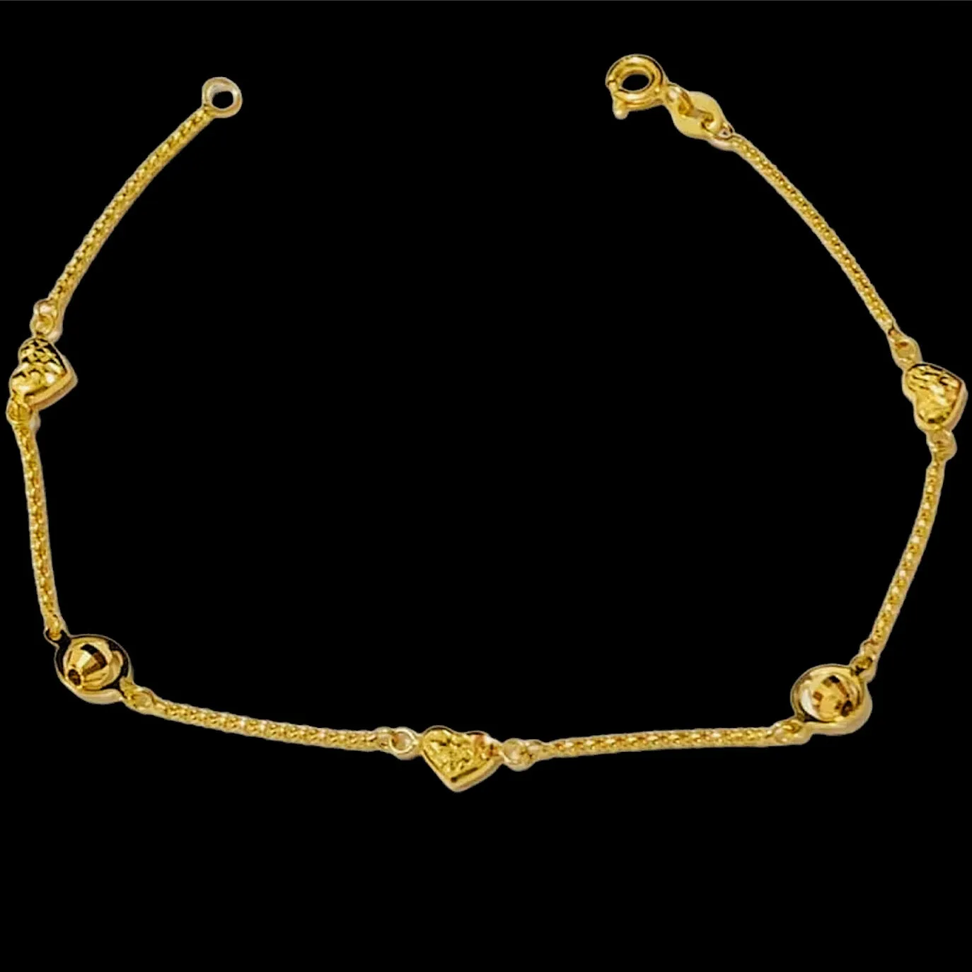 #GOLD2024 | 18K Golden Heart and Ball Station Bracelet