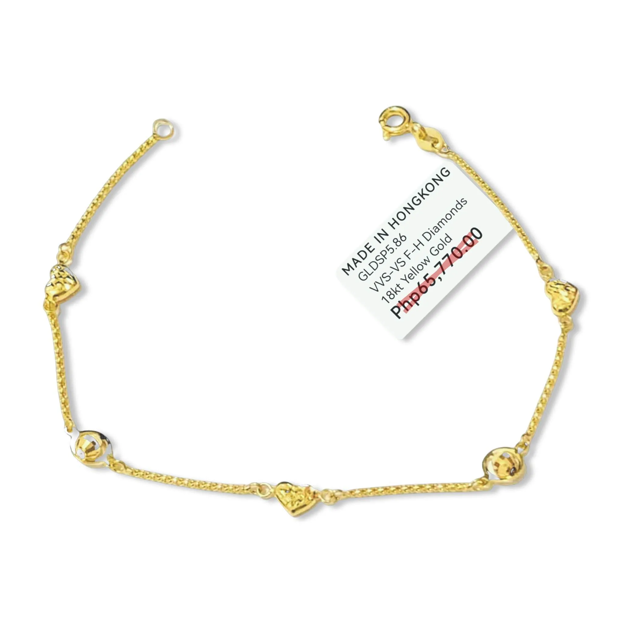 #GOLD2024 | 18K Golden Heart and Ball Station Bracelet