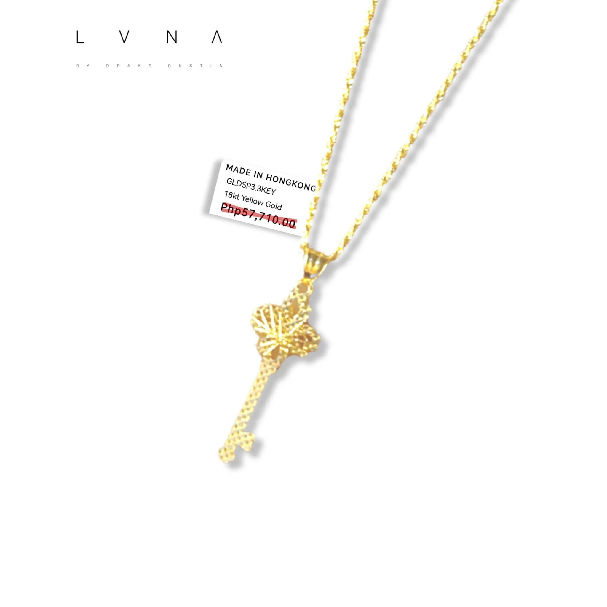 #GOLD2024 | 18K Golden Key Necklace Rope Chain 17.5”