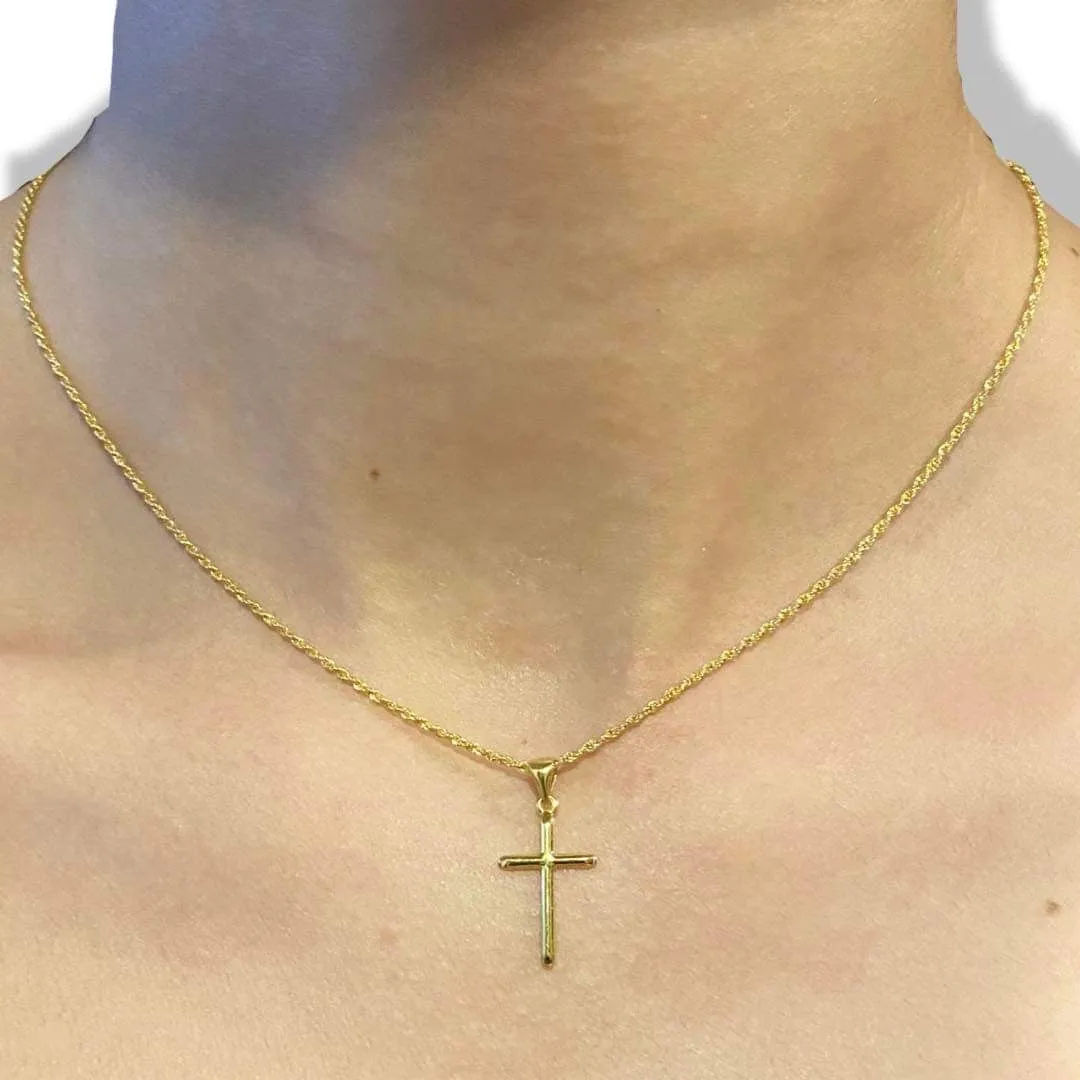 #GOLD2024 | 18K Golden Religious Cross Necklace 17.5"