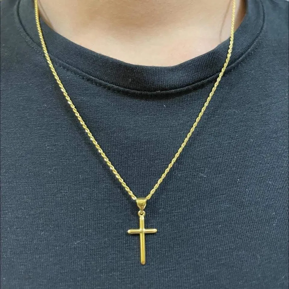 #GOLD2024 | 18K Golden Religious Cross Necklace 17.5"