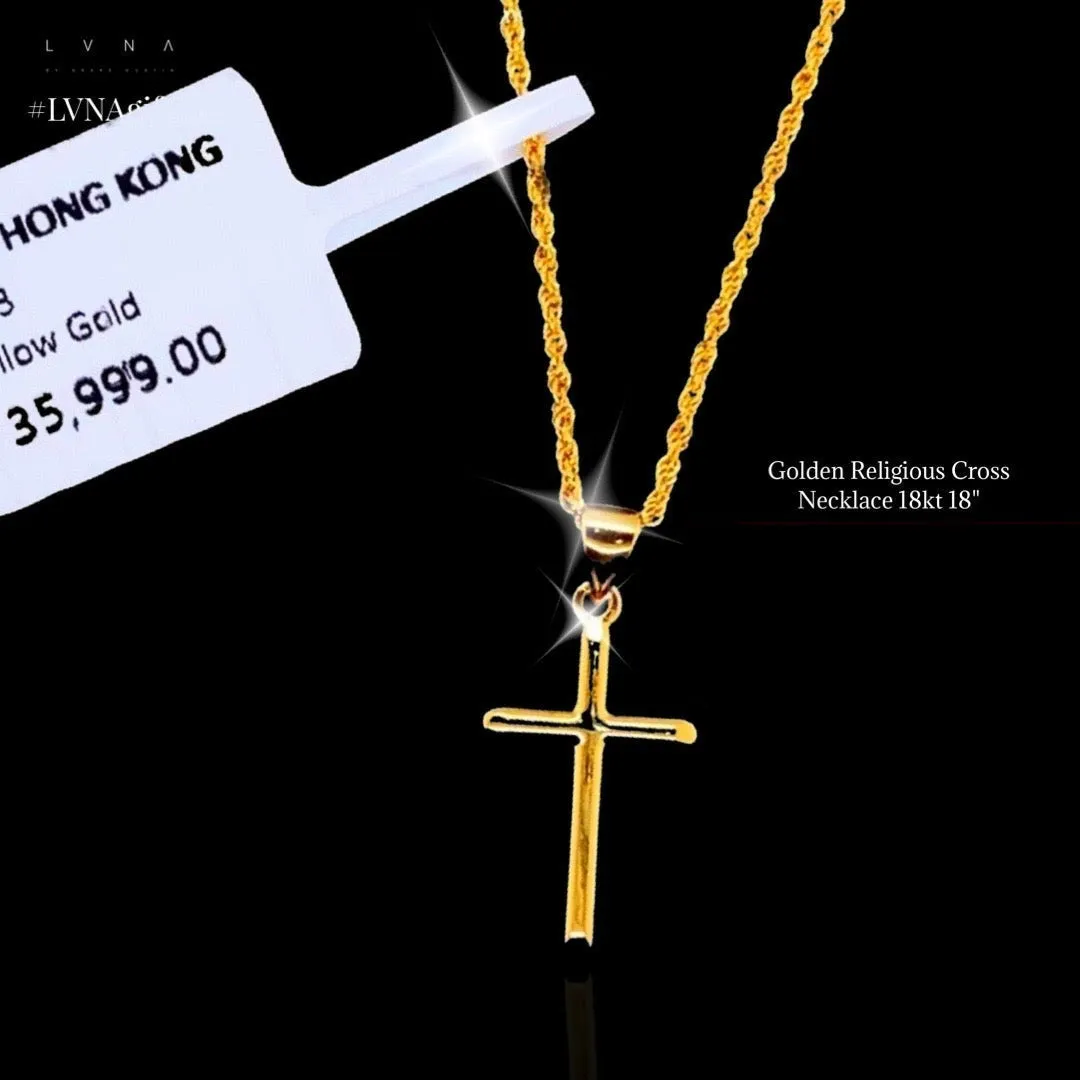 #GOLD2024 | 18K Golden Religious Cross Necklace 17.5"