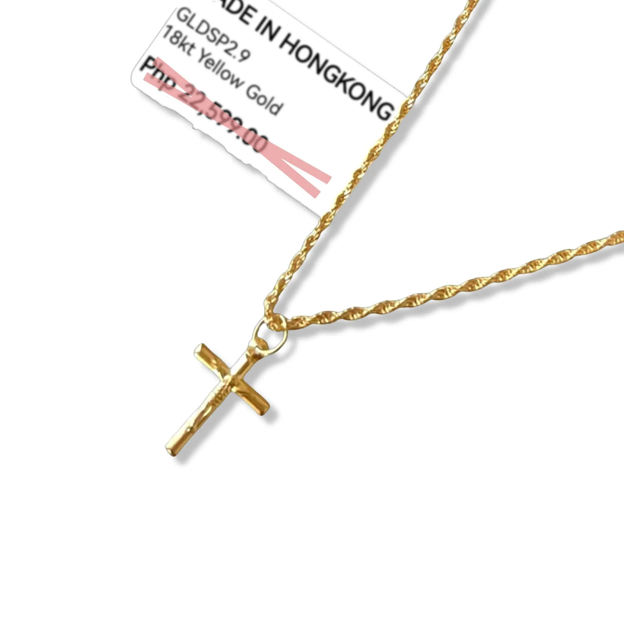 #GOLD2024 | 18K Golden Small Cross Necklace Rope Chain 17.5”